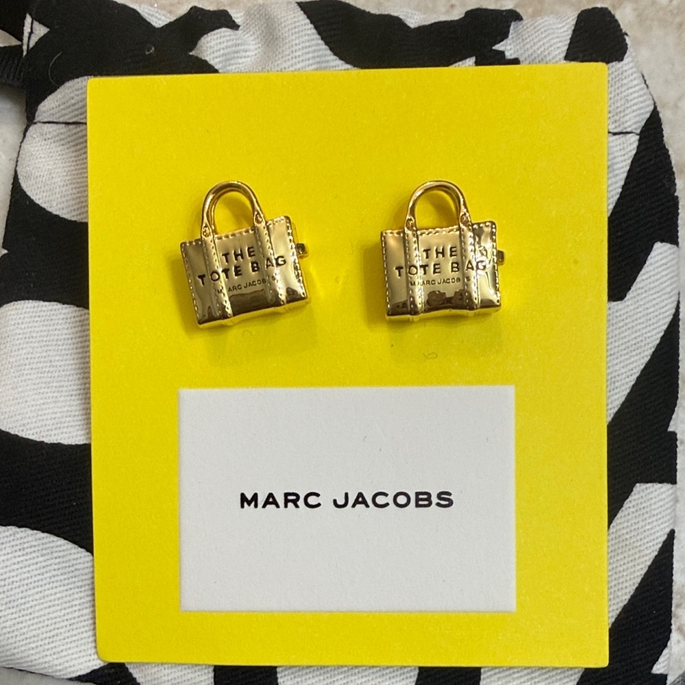 Marc Jacobs Gold Tote Bag Earrings